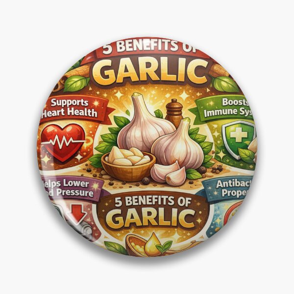 Item preview, 5 Benefits of Garlic,  Natural Health Infographic, Immune Boost & Heart Health Design designed and sold by Right-UR.