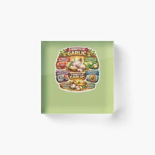 Item preview, 5 Benefits of Garlic,  Natural Health Infographic, Immune Boost & Heart Health Design designed and sold by Right-UR.