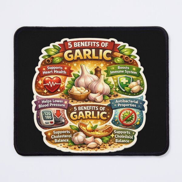 Item preview, 5 Benefits of Garlic, Natural Health Infographic, Immune Boost & Heart Health Design designed and sold by Right-UR.