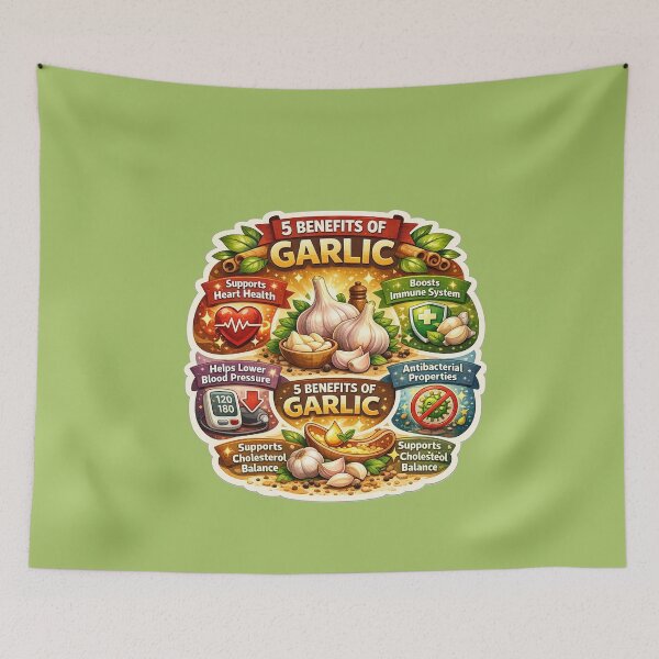 Item preview, 5 Benefits of Garlic,  Natural Health Infographic, Immune Boost & Heart Health Design designed and sold by Right-UR.