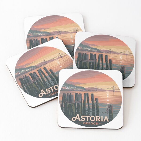 Item preview, Astoria Oregon: Sunset Pilings Waterfront Badge designed and sold by CircinusStore.