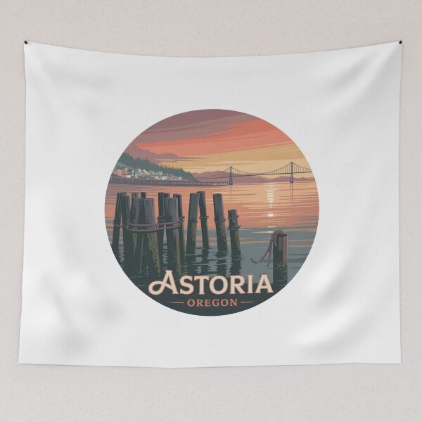 Item preview, Astoria Oregon: Sunset Pilings Waterfront Badge designed and sold by CircinusStore.