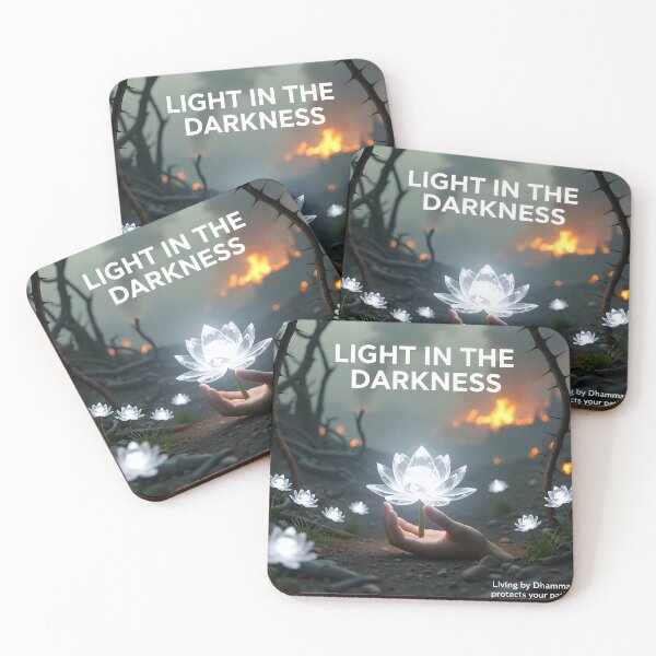 Item preview, Light in the Darkness — Living by Dhamma Protects Your Path | Luminous Lotus Palm Illustration designed and sold by Creative-RE.