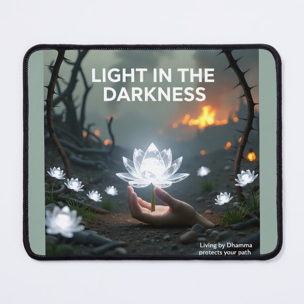 Item preview, Light in the Darkness — Living by Dhamma Protects Your Path | Luminous Lotus Palm Illustration designed and sold by Creative-RE.