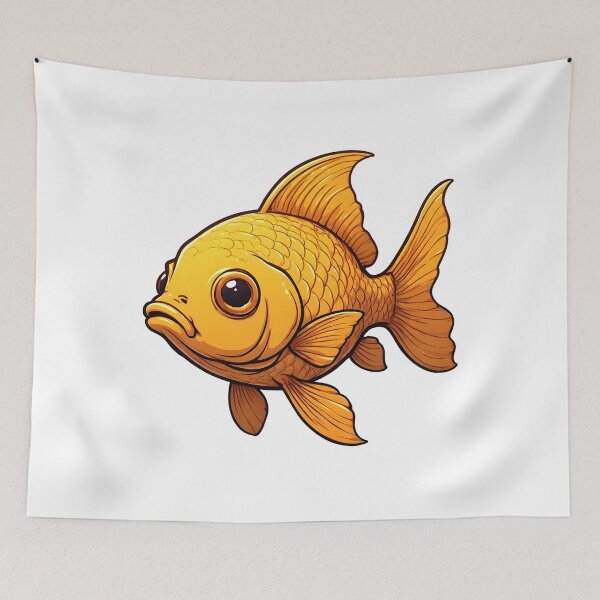 Item preview, Cute Cartoon Goldfish Illustration Bright Orange Aquarium Design designed and sold by Karolina’s Cozy Creations.