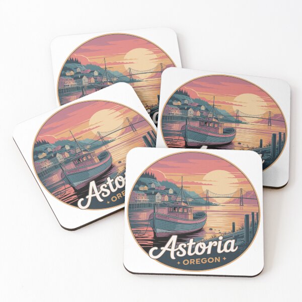 Item preview, Astoria Oregon: Fishing Boat Sunset Coastal Badge designed and sold by CircinusStore.