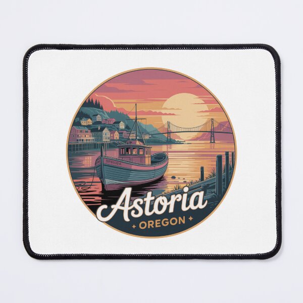 Item preview, Astoria Oregon: Fishing Boat Sunset Coastal Badge designed and sold by CircinusStore.