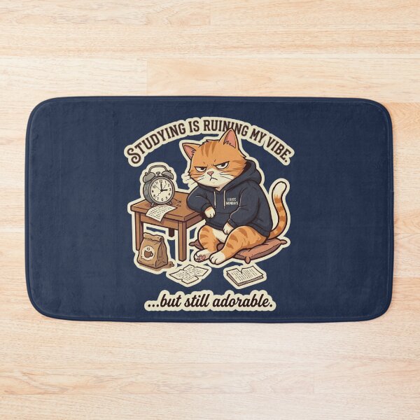 Item preview, Studying Is Ruining My Vibe Funny Lazy Cat Meme Cute Student Humor Design designed and sold by MoonVibe-studio.