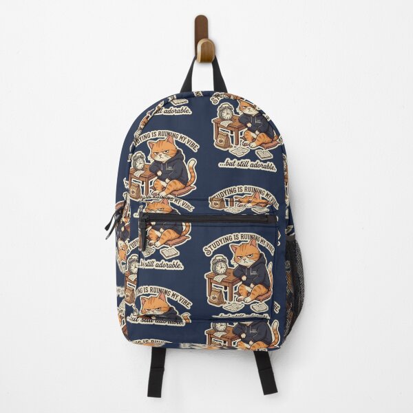 Item preview, Studying Is Ruining My Vibe Funny Lazy Cat Meme Cute Student Humor Design designed and sold by MoonVibe-studio.