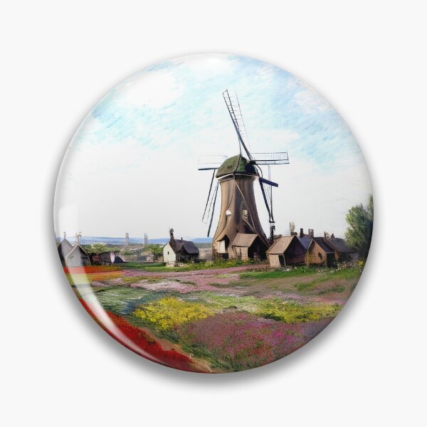 Item preview, Fields of Tulips with the Rijnsburg Windmill designed and sold by artdesignsnow.