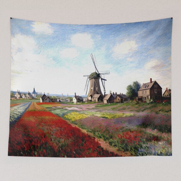 Item preview, Fields of Tulips with the Rijnsburg Windmill designed and sold by artdesignsnow.