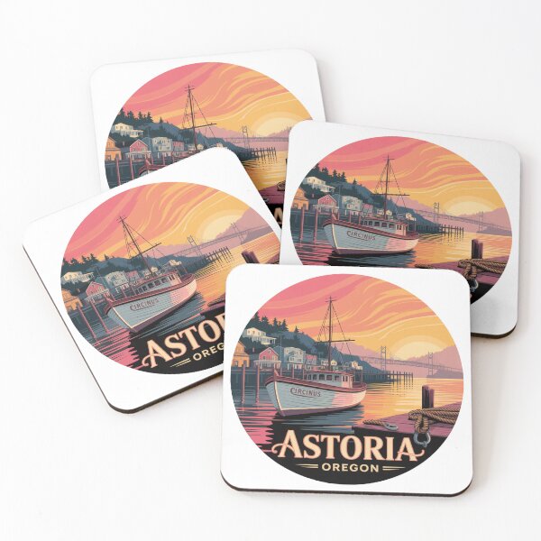 Item preview, Astoria Oregon: Boat Sunset Harbor Badge designed and sold by CircinusStore.