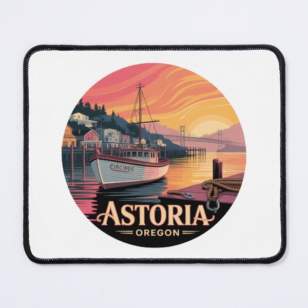 Item preview, Astoria Oregon: Boat Sunset Harbor Badge designed and sold by CircinusStore.