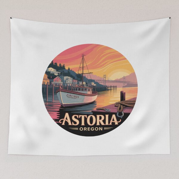 Item preview, Astoria Oregon: Boat Sunset Harbor Badge designed and sold by CircinusStore.