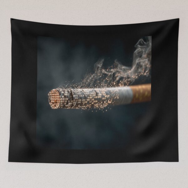 Item preview, Binary Code Cigarette – Digital Addiction Concept Art, Cyber Smoke Tech Design designed and sold by WordPlayStudio.