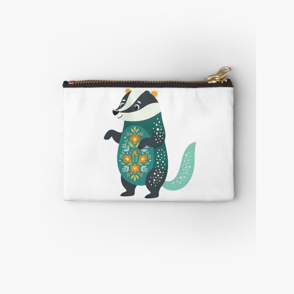Item preview, Tall Elegant Folk Art Badger with Decorative Floral Coat – Scandinavian Folk Art Fusion by heidiannemorris © designed and sold by FOLK ART FUSION by heidiannemorris.