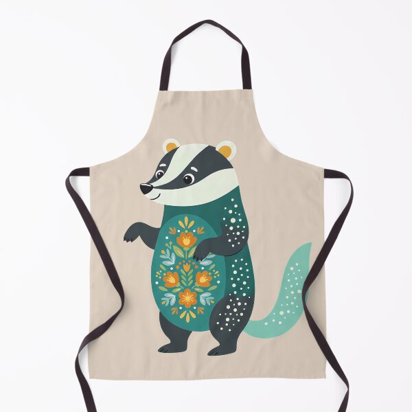 Item preview, Tall Elegant Folk Art Badger with Decorative Floral Coat – Scandinavian Folk Art Fusion by heidiannemorris © designed and sold by FOLK ART FUSION by heidiannemorris.