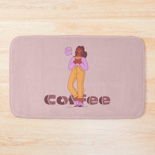 Item preview, Love coffee, Woman holding a cup of coffee, Coffee beans, leaves, flowers and word coffee are on the picture   designed and sold by anyramagic.