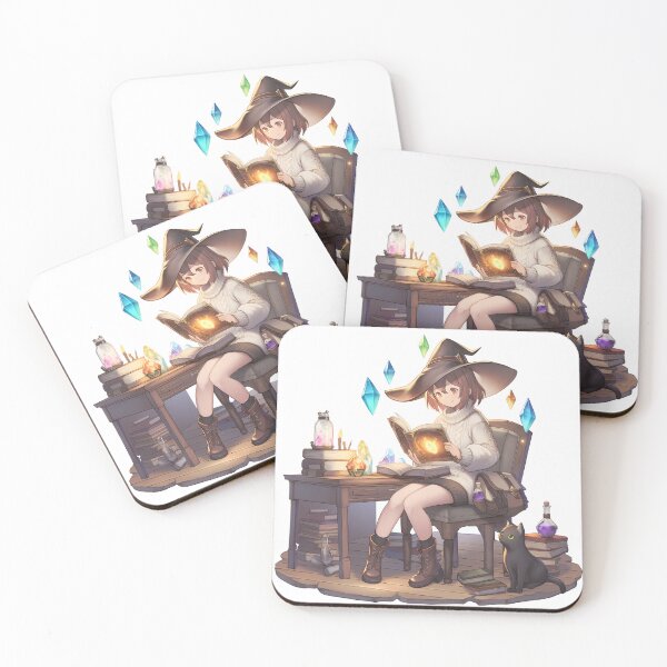 Item preview, Cozy Vibes - Magic Girl and Black Cat designed and sold by waifu-alert.