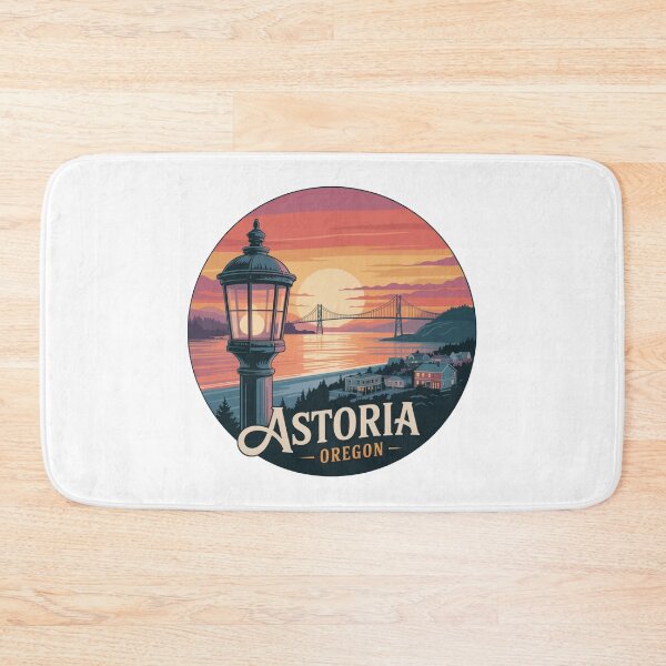 Item preview, Astoria Oregon: Vintage Streetlamp Sunset Badge designed and sold by CircinusStore.