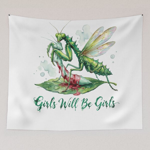 Item preview, Girls Will Be Girls Feminist Witchy Vibes Empowerment Mantis designed and sold by SkeletonsDanger.