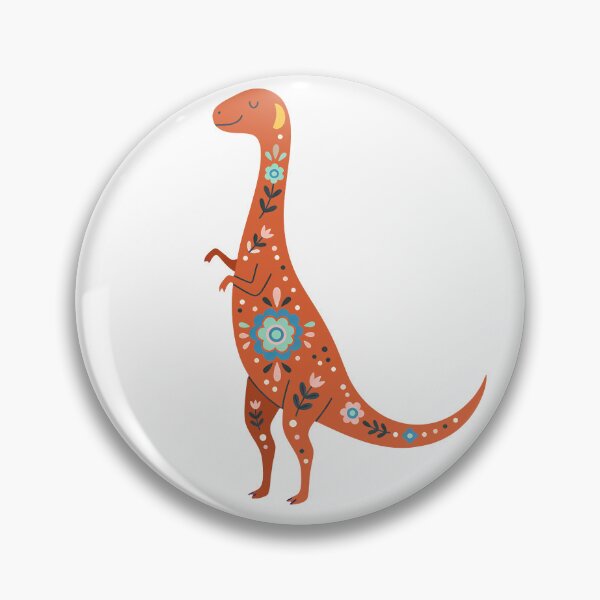 Item preview, Bright Cheerful Folk Art Tyrannosaurus Dinosaur Trex with Decorative Floral Patterns – Scandinavian Folk Art Fusion by heidiannemorris © designed and sold by FOLK ART FUSION by heidiannemorris.