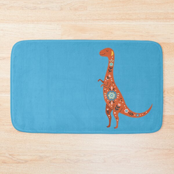 Item preview, Bright Cheerful Folk Art Tyrannosaurus Dinosaur Trex with Decorative Floral Patterns – Scandinavian Folk Art Fusion by heidiannemorris © designed and sold by FOLK ART FUSION by heidiannemorris.