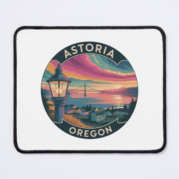 Item preview, Astoria Oregon: Vintage Streetlamp Coastal Sunset Badge designed and sold by CircinusStore.