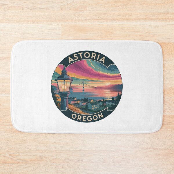Item preview, Astoria Oregon: Vintage Streetlamp Coastal Sunset Badge designed and sold by CircinusStore.