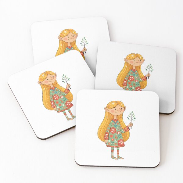 Item preview, Gentle Woodland Folk Art Girl Troll with Decorative Floral Dress – Scandinavian Folk Art Fusion by heidiannemorris © designed and sold by FOLK ART FUSION by heidiannemorris.