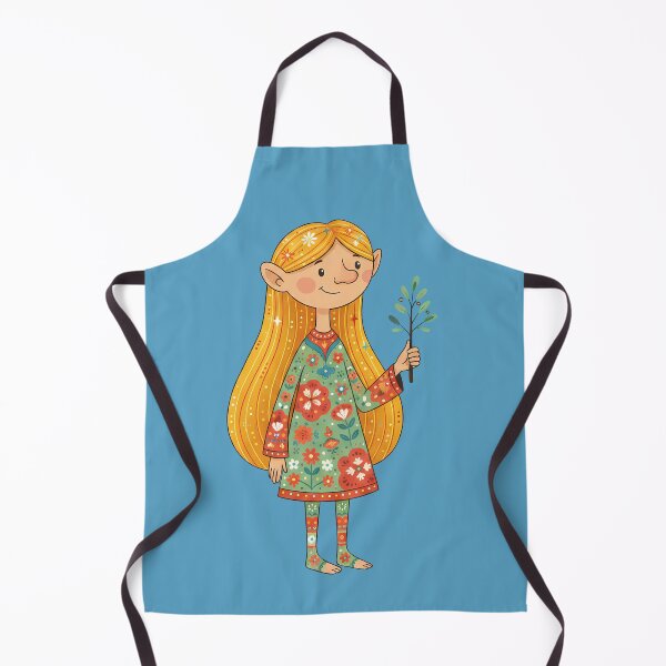 Item preview, Gentle Woodland Folk Art Girl Troll with Decorative Floral Dress – Scandinavian Folk Art Fusion by heidiannemorris © designed and sold by FOLK ART FUSION by heidiannemorris.