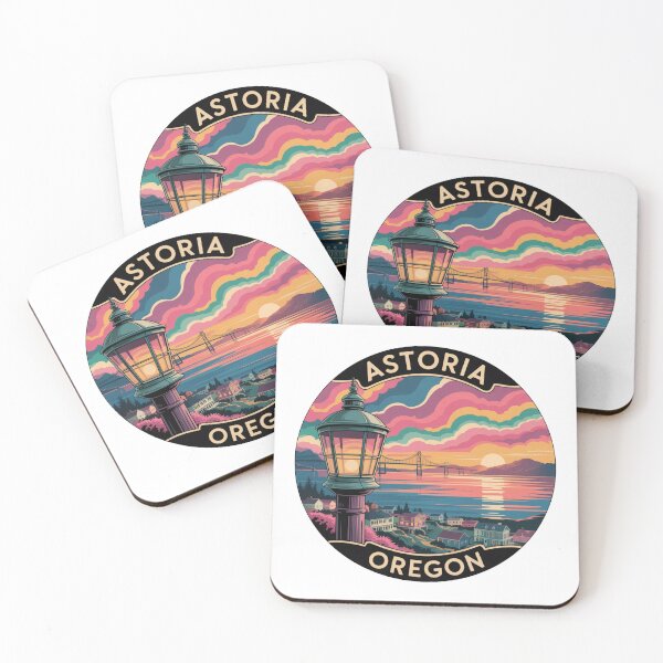 Item preview, Astoria Oregon: Streetlamp Sunset Scenic Badge designed and sold by CircinusStore.