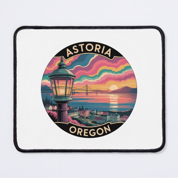 Item preview, Astoria Oregon: Streetlamp Sunset Scenic Badge designed and sold by CircinusStore.