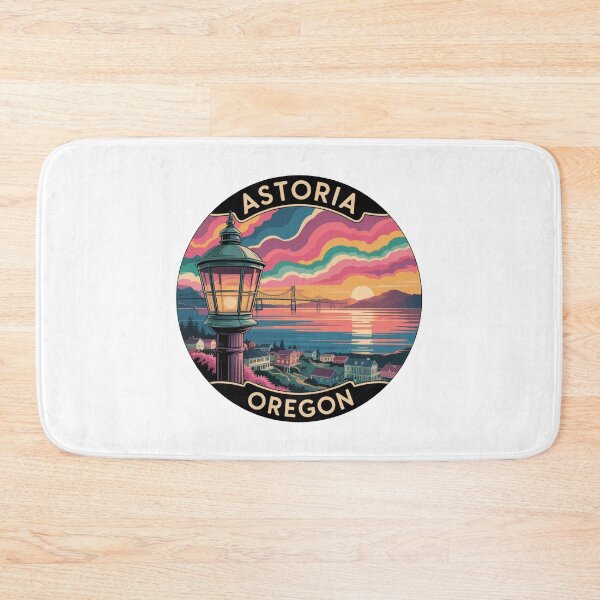 Item preview, Astoria Oregon: Streetlamp Sunset Scenic Badge designed and sold by CircinusStore.