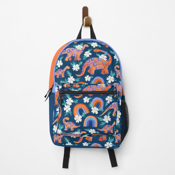 Item preview, Dotty Dino Rainbow Floral on Dark Blue designed and sold by micklyn.
