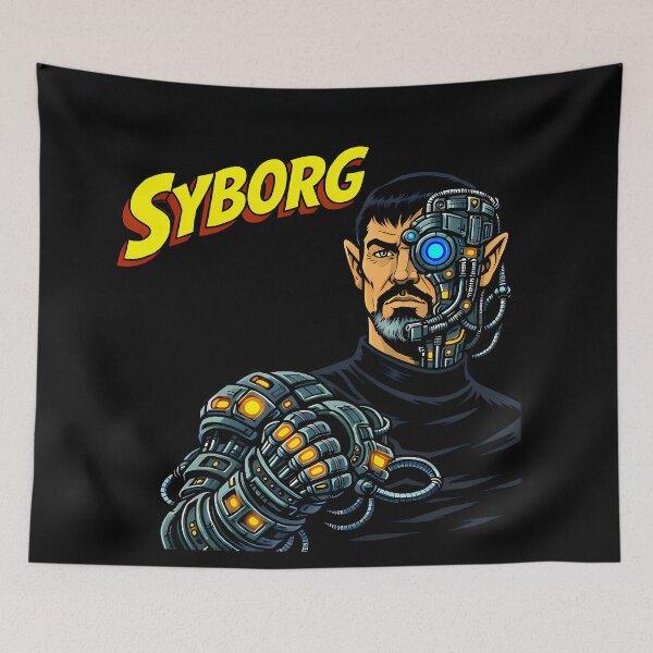 Item preview, Syborg Retro Sci-Fi Cyborg Alien Illustration designed and sold by AuraloomAtelier.