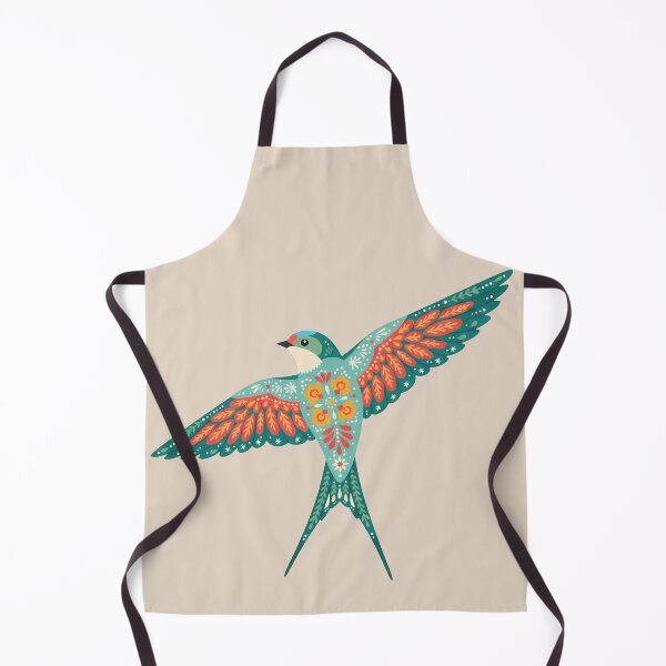 Item preview, Bright Uplifting Folk Art Violet‑Green Swallow in Flight with Decorative Floral Chest – Scandinavian Folk Art Fusion by heidiannemorris © designed and sold by FOLK ART FUSION by heidiannemorris.