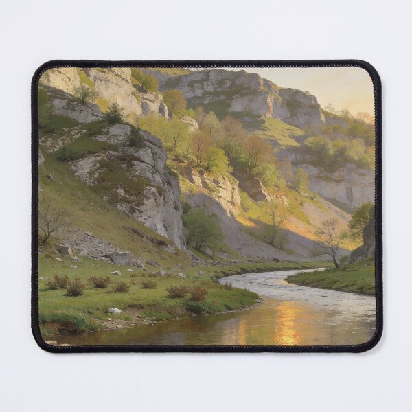 Item preview, Dovedale Stepping Stones Painting – Peak District River Landscape Art designed and sold by QuietCanvasArtworks.