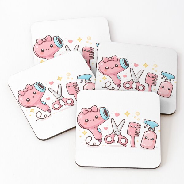 Aperçu de l'œuvre Design mignon d'outils de coiffure | Esthétique rose kawaii pour coiffeur | Cadeau pour salon de coiffure créée et vendue par PurpleJelly.