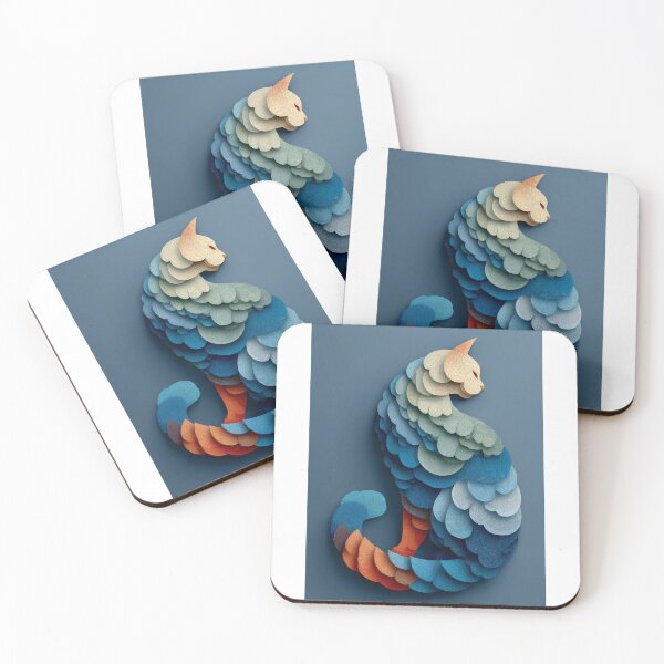 Item preview, Blue Paper Cat Abstract Layered Art designed and sold by NILStudio.
