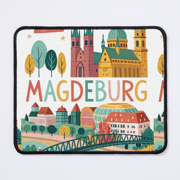 Item preview, Magdeburg Germany Travel Poster | Cathedral & Cityscape Illustration | Colorful European Wall Art designed and sold by Witsprings.