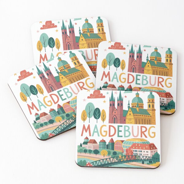 Item preview, Magdeburg Germany Travel Poster | Cathedral & Cityscape Illustration | Colorful European Wall Art designed and sold by Witsprings.