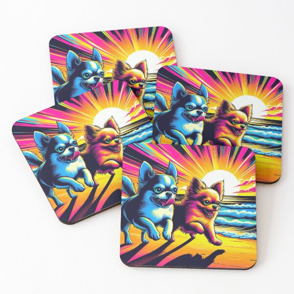 Item preview, Sunset Chihuahuas – Psychedelic Beach Run designed and sold by Dogandesighn.