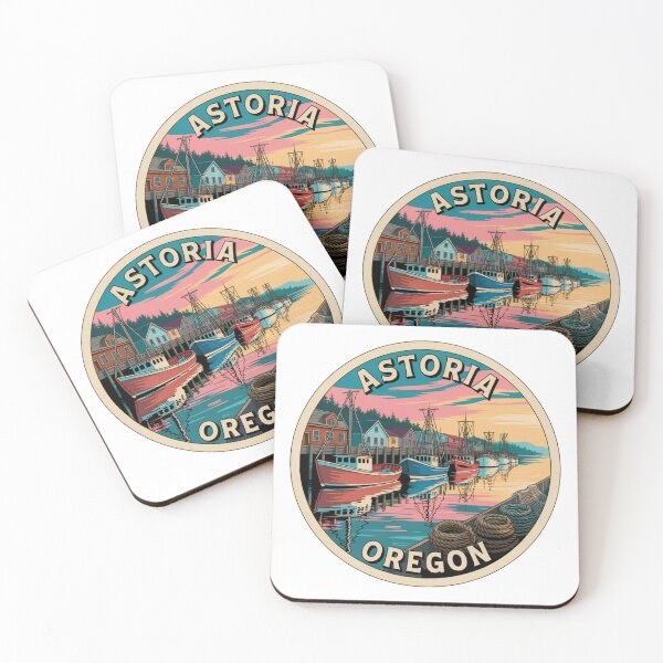 Item preview, Astoria Oregon: Fishing Harbor Sunset Badge designed and sold by CircinusStore.