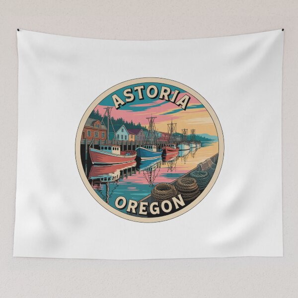 Item preview, Astoria Oregon: Fishing Harbor Sunset Badge designed and sold by CircinusStore.
