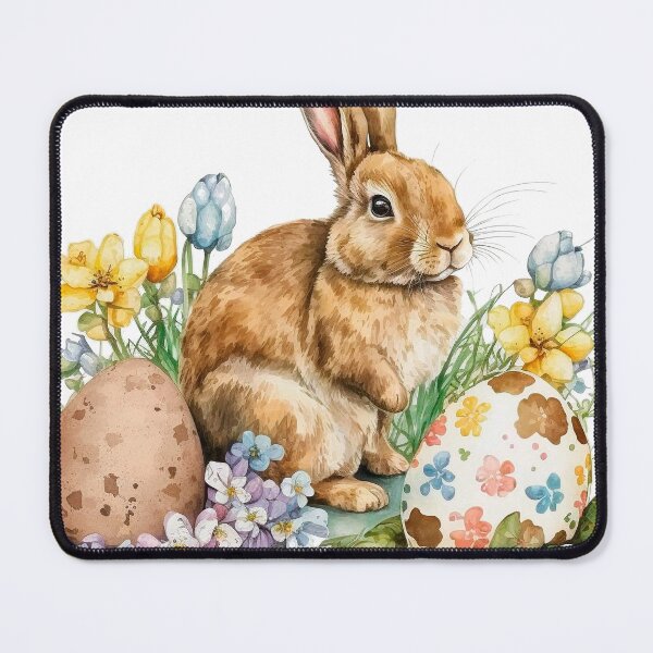 Item preview, Cheerful Easter bunny with colorful eggs, cute Easter bunny in spring garden, charming bunny with festive decorations, Easter bunny with flowers and eggs, joyful bunny with spring elements designed and sold by TetianaYasinska.