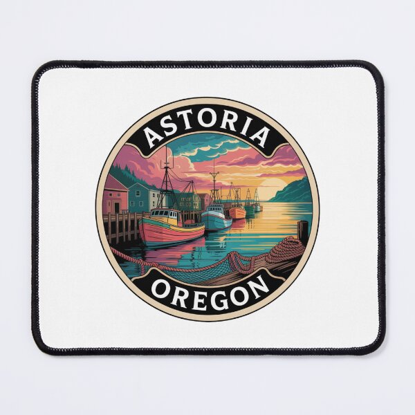 Item preview, Astoria Oregon: Fishing Boats Harbor Sunset Badge designed and sold by CircinusStore.