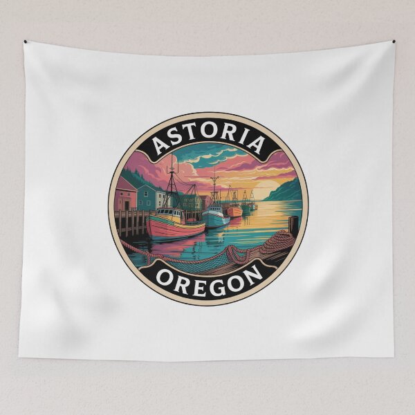 Item preview, Astoria Oregon: Fishing Boats Harbor Sunset Badge designed and sold by CircinusStore.