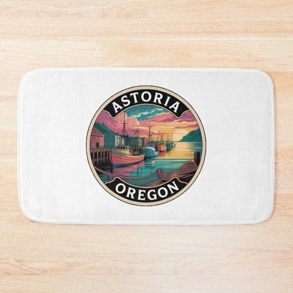 Item preview, Astoria Oregon: Fishing Boats Harbor Sunset Badge designed and sold by CircinusStore.