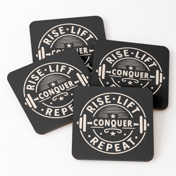 Item preview, Vintage Rise Lift Conquer Repeat Gym Workout Badge designed and sold by Imaginationbeyond.